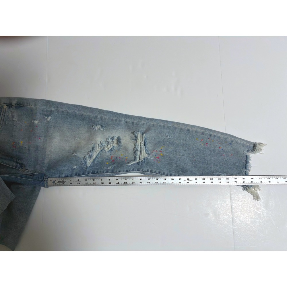 Judy Blue Boyfriend Fit Distressed Paint Splatter Jeans Light Wash 11/30 - Picture 10 of 12